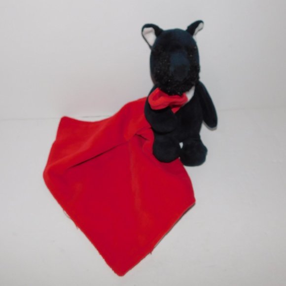 2014 Carters Black Scottie Dog Red Security Blanket Plush Baby Lovey nunu - Picture 6 of 6